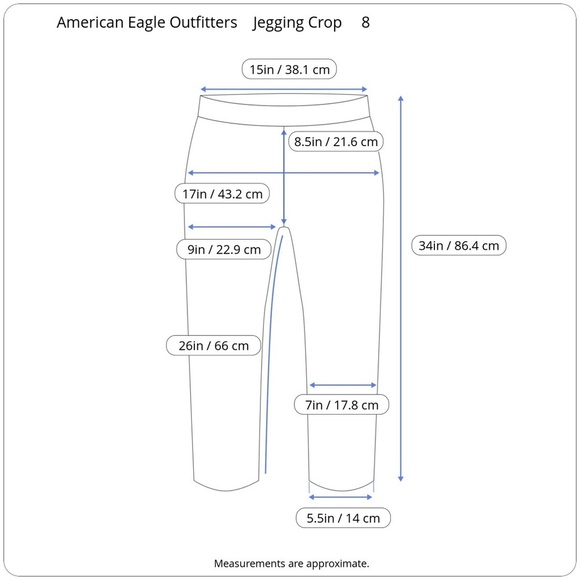 AEO Denim Super Super Stretch Crop Jegging Medium Blue Wash Raw Hem Mid Rise 8 - Picture 14 of 15